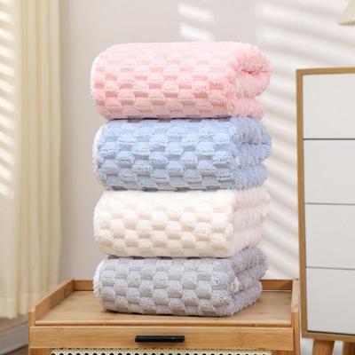 Coral Velvet Towel Cloud Grid Towel Absorbs Water Is Soft And Has A Plain Bath Color Thickened Household Face Washing Towel New