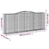 VidaXL Paniers à gabions arqués 3 pcs 400x50x160/180 cm fer galvanisé, gabion, cage de gabion, panier de mur de gabion, mur 3147036