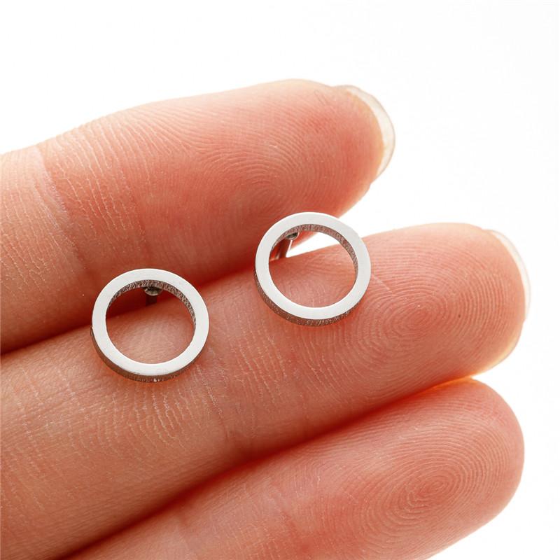 Kleine Edelstahl-Ohrringe Geometrisch Damen Herren Minimalistisch Rund Herz Mond Stern Ohrstecker Dreieck Pendientes Geschenk