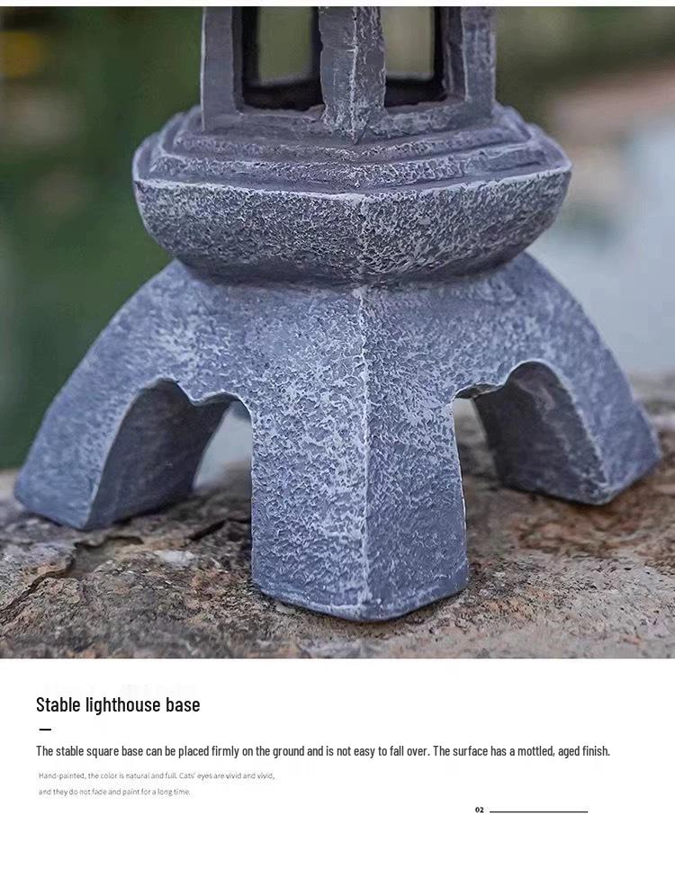 Solar Chinese Palace Lantern: Outdoor Zen Pagoda Statue Ornament, Resin Craft