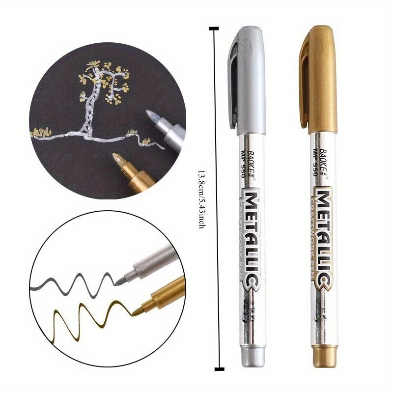 DIY Metal Waterproof Permanent Paint Marker Pens Manga Drawing Markers School Office Gold and Silver Pens