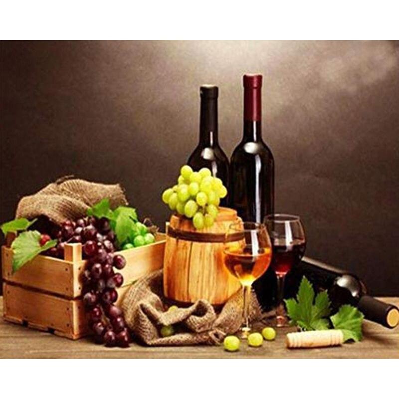 

Алмазная картина Фрукты Полный круглый комплект 5D Diy Алмазная вышивка Мозаика Красное вино Украшения Главная Full Round 30x40CM