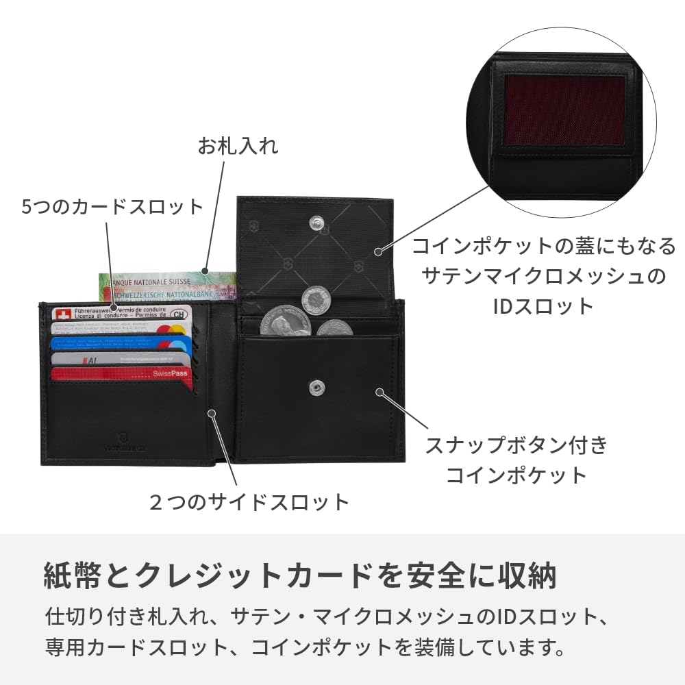 Altius Alox Deluxe Dubbelvikt Plånbok Plånbok Läder Vikbar Plånbok Dubbelvikt Märkesplånbok Svart Svart 611571 [Victorinox] Herr []