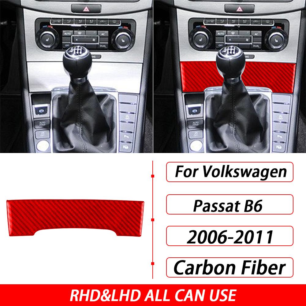 For Volkswagen Passat B6 2006-2011 Carbon Fiber Gear Shift Storage Box Panel Decorative Cover Car Interior Accessories Sticker