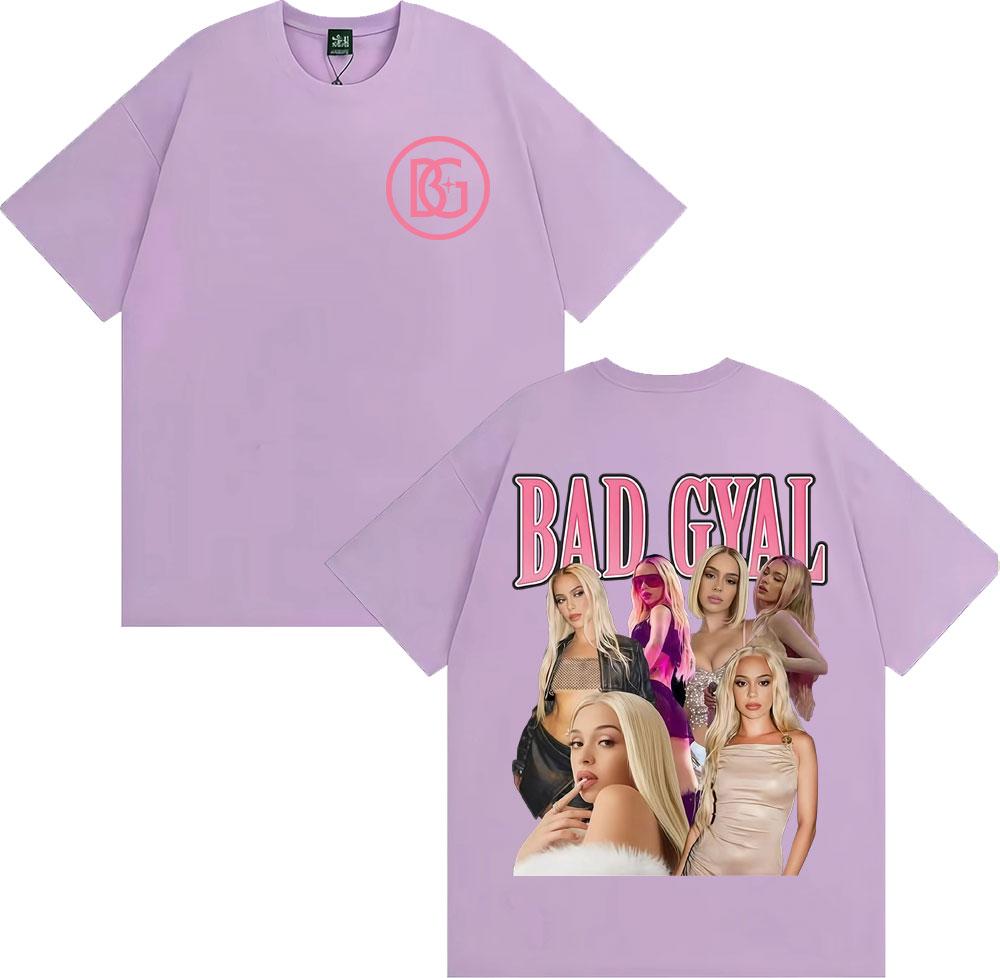 Singer Bad Gyal Album Tour Merch Tshirts Fashion Hip Hop High Street T Shirts Unisex Women Vintage Summer Tops 100 Cotton Tshirt