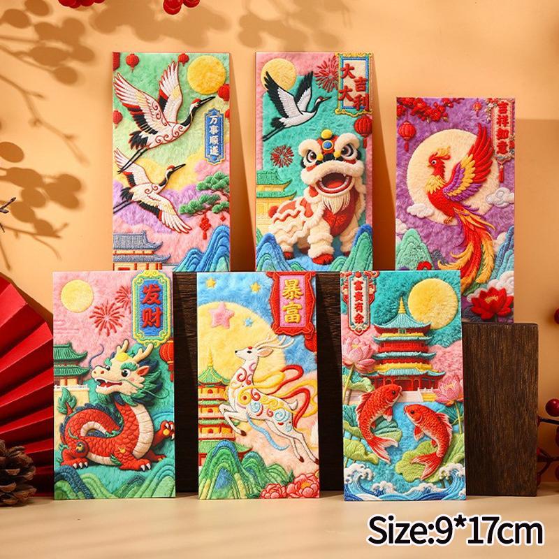 4/6pcs Chinese New Year Red Envelopes Lunar New Year Lucky Money Pockets Chinese Spring Festivl Hongbao New Year Gifts for Kids