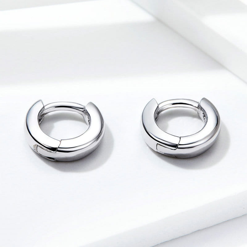 Silver Earrings, Small Hoops, Clasps, 925 Silver