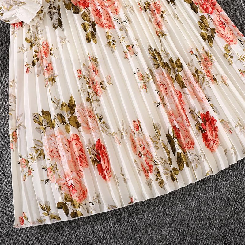 Girl Long Dress Autumn Sweet Floral Long Sleeve Waist-Cinching Slimming Long Dresses For Children