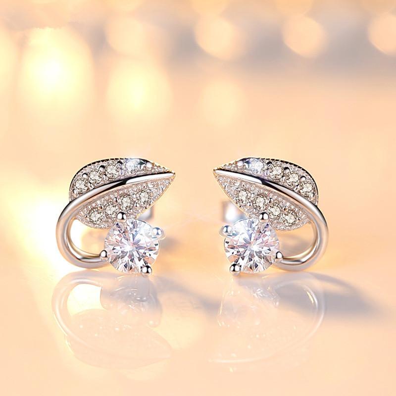 New 925 Sterling Silver AAA Zircon Stud Earrings for Women Fashion Exquisite Student Girlfriend Jewelry Accessories Heart Gift