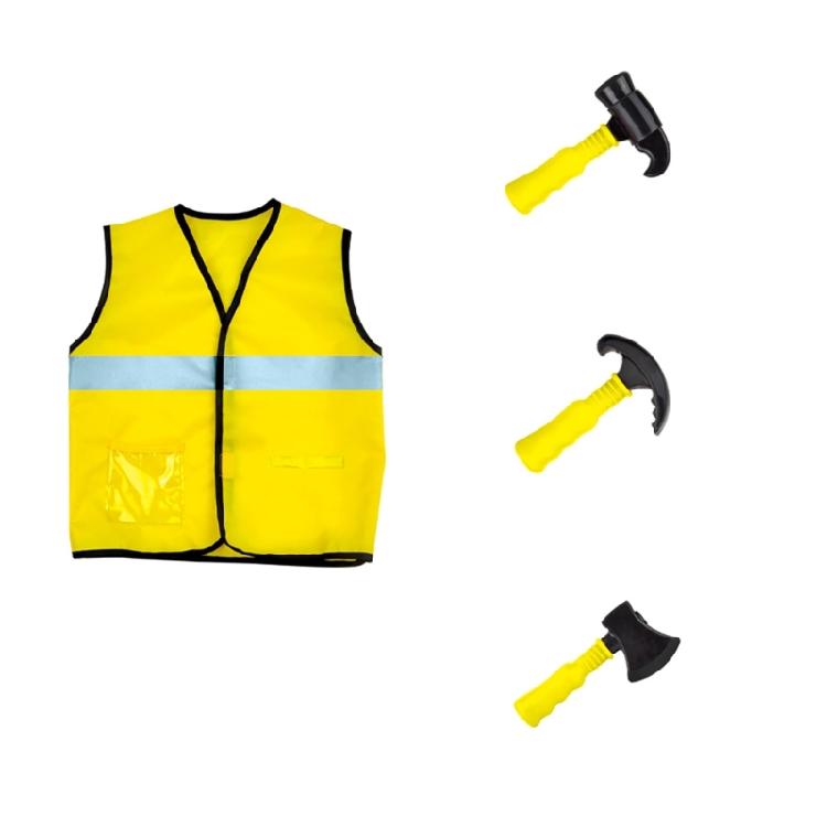 

Kids Role Play Fireman Costume with Firefighter Toy Accessories Halloween Builder Worker Clothing for Boy Girl Aged 3-12