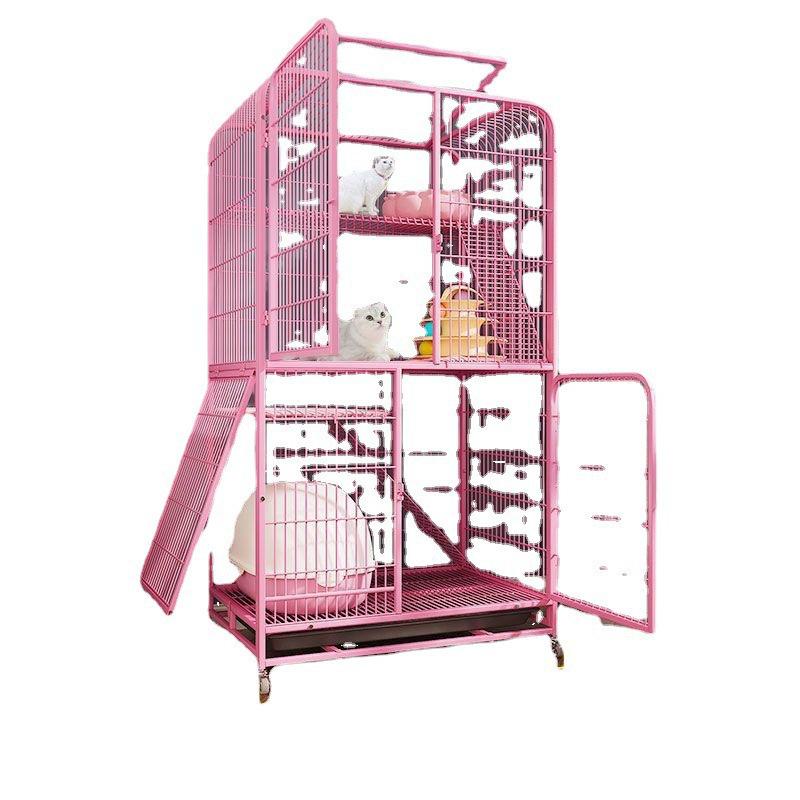 Cat Villa with Integrated Litter Box - Spacious, Secure Indoor Cage for Cats