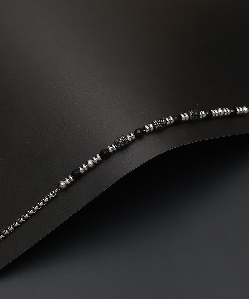 Blancier Noir Steel Bm257B1216 Onyx Natural Gemstone Chain Men'S Bracelet