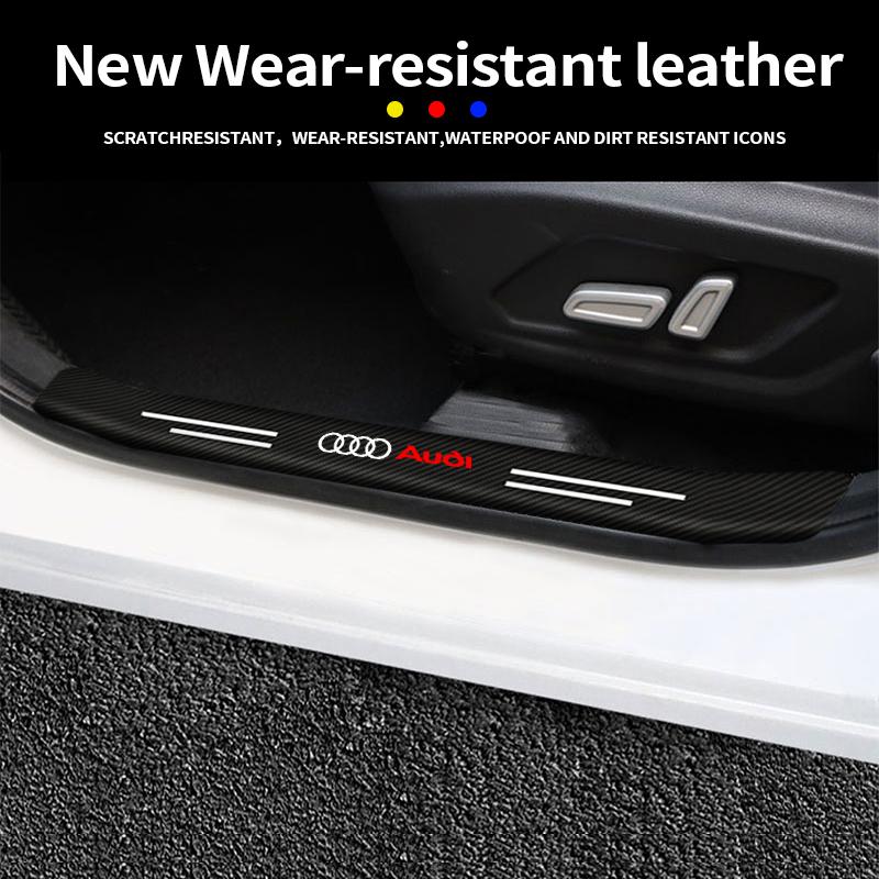 New 4pcs Carbon Fiber Car Emblem Welcome Pedal Protect Strip Sticker for T A3 8P A6 C5 A4 B6 B8 S4 RS4 S5 B9 S3 8V RS3 S6 S8 S2 7