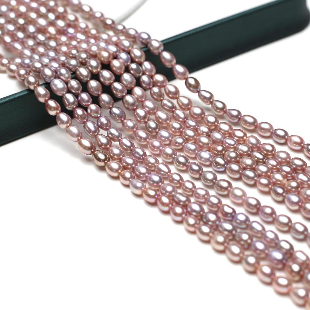 1String, Purple Beads 4-5mm, Fashion Handmade Rice Shape Artificial Pearl Beads for Jewelry Making DIY Necklaces, Bracelets, Anklet Accessories 36cm