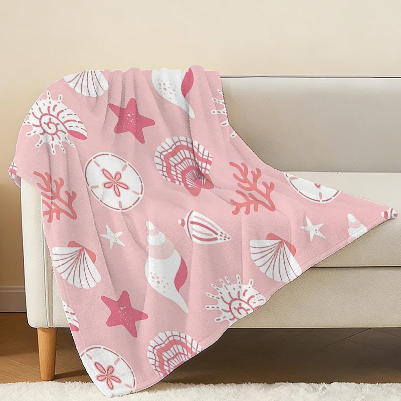 Soft Pink Flannel Blanket Non-Pilling Ocean Themed Warm Throw, Cozy for Maternity, Home Decor, Christmas & Halloween