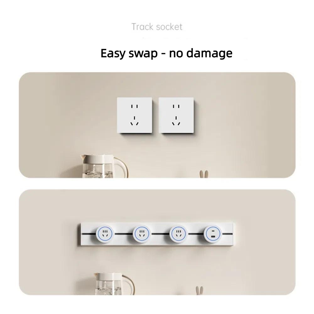 UK / Universal Outlet Movable Track Socket 40cm Black Round Romovable Adapter 8000W Insulation Protection Multi-Outlet Sockets