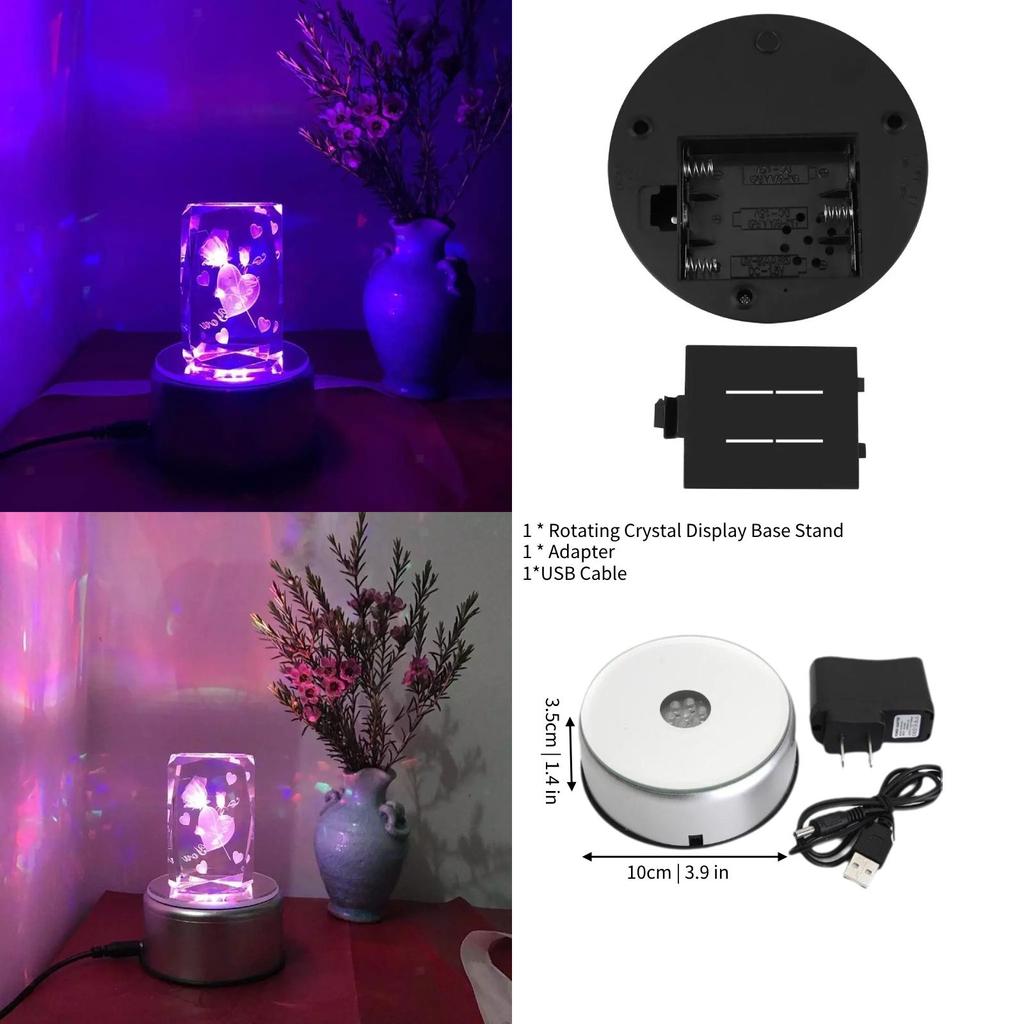 Stunning 110v-220v 3d Crystal Laser Display Lamp Base Holder With Original Rotating Led Night Light Adapter