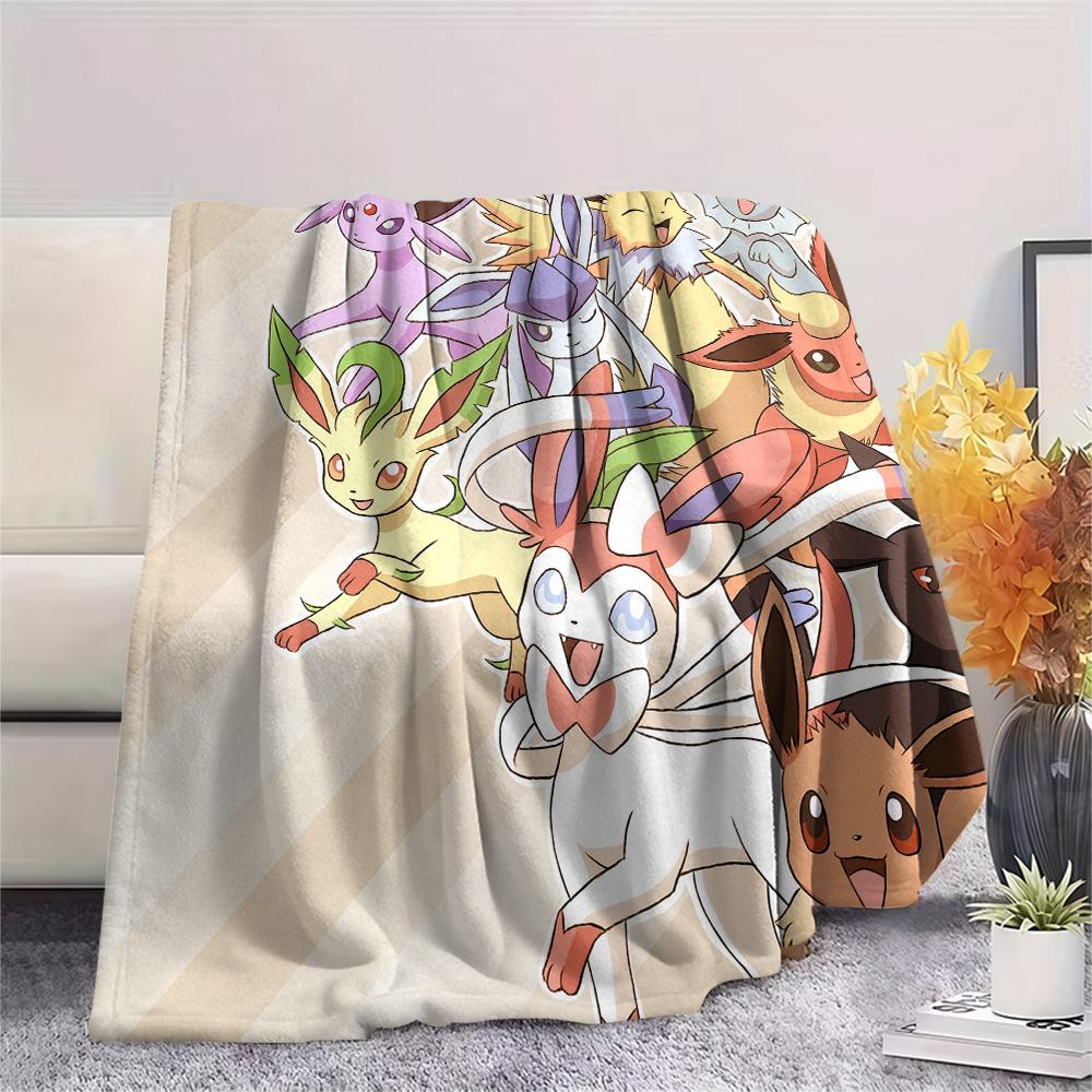 Pokémon Combination Print Flannel Blanket, High Quality Comfortable for All Seasons, Home Decor, Warmth and Comfort