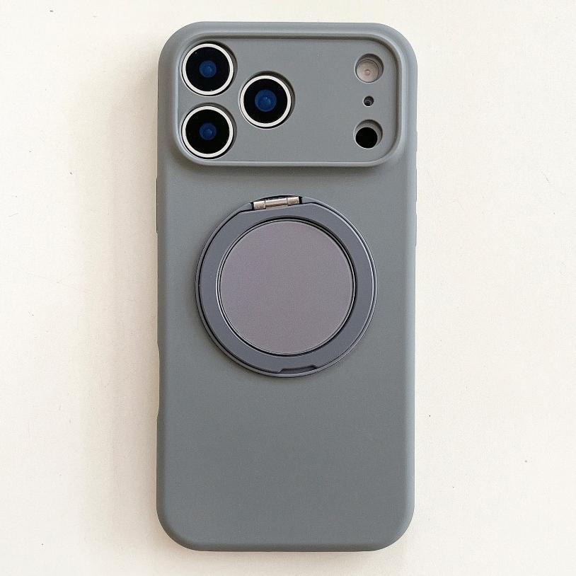 Original Liquid Silicone Phone Case For iPhone 17 16 15 14 Pro Max 17Pro 16Pro Air 360°Rotate Stand Holder Soft Shockproof Cover