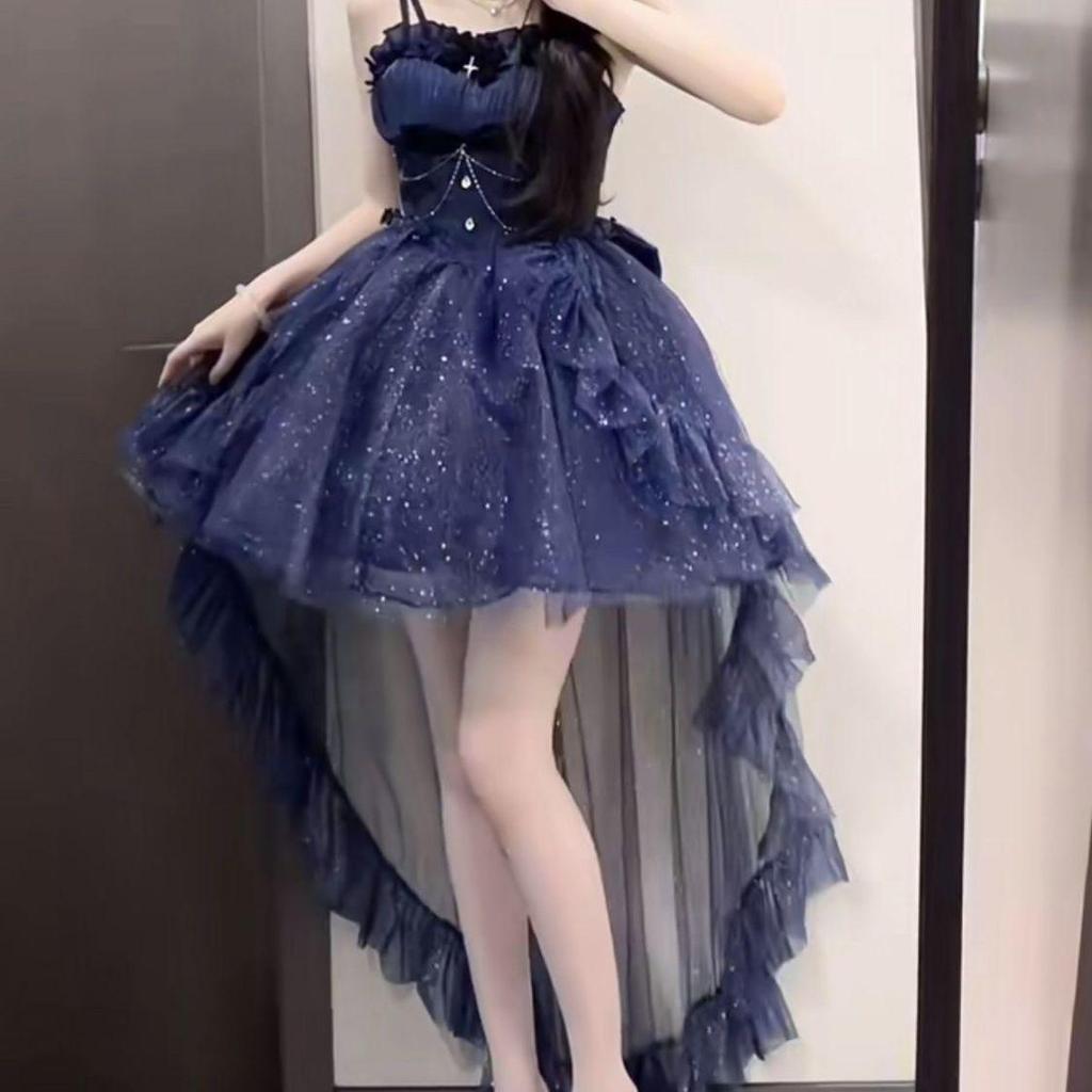 Korean Style Romantic Waist-Cinched Sparkle Dress - Short Skirt Trend