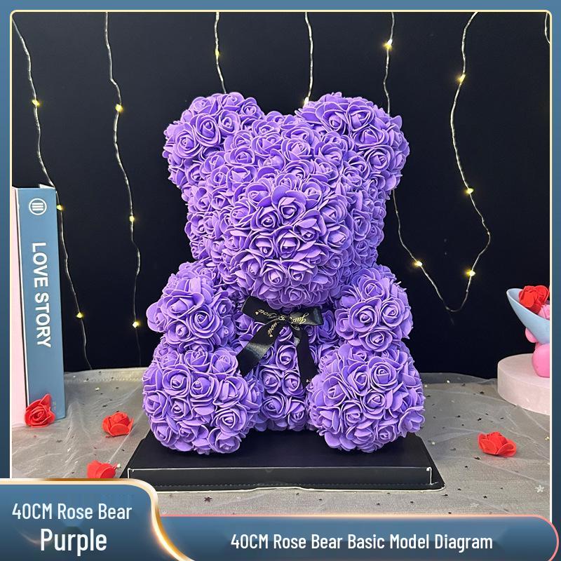 Eternal Rose Bear: Valentine's, Mother's Day & Birthday Gift, Floral Bouquet Ornament for Girlfriend.