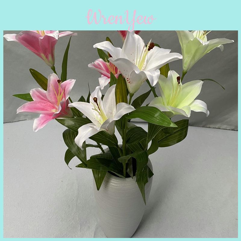 Realistic 3d Cloth Artificial Lilies Fake Flowers For Wedding Decor Home Staging Photography Props