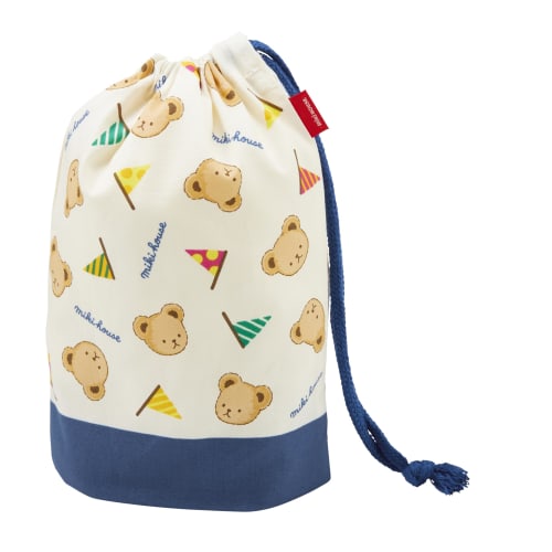 

Сумка-мешок Miki House, Сумка на шнурке с дизайном медведя, Сделано в Японии, для мальчиков и девочек, Малыши, Дети, Детский сад, Ясли, Детская одежда, 15-413