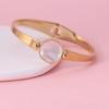 Mother-of-Pearl Shell Round Openable Women's Stainless Steel Bangle