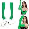 Halloween Witch Costume Accessories Elphaba Glasses Green Gloves Set Movie Elphaba Cosplay Costumes for Adults Gift