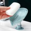 2pcs Hollow Soap Holder With Suction Cup Sponge Soap Dish With-Drain Leaf-Shaped Soap Box Soap Tray Solid Color Soap Box