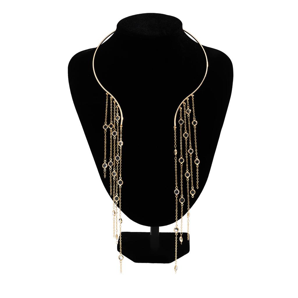 Exaggerated Long Fringed Open Collar Necklace for Women