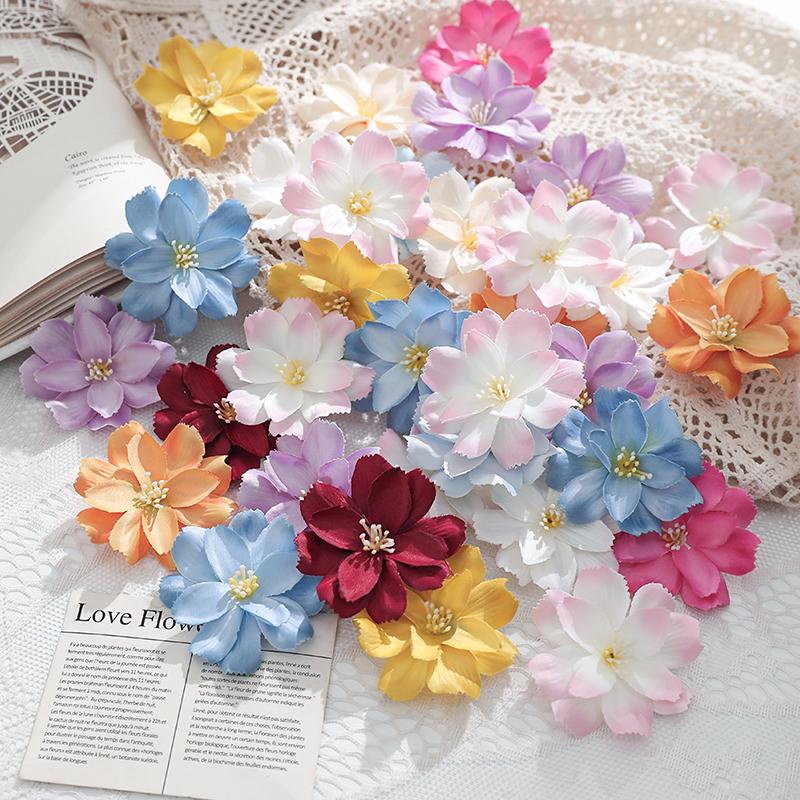 5/10Pcs Silk Artificial Flowers Head 6.5CM Fake Flowers for Home Room Decor Wedding Decoration DIY Garland Gifts Accessories