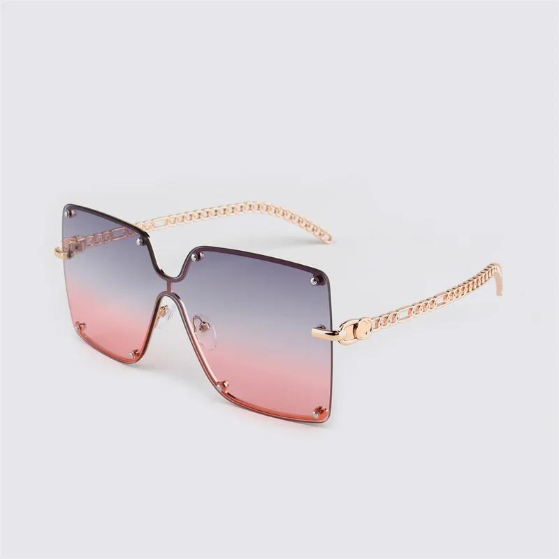 Rimless Metal Vintage Square Sunglasses Women Luxury Oversized Fashion Sun Glasses Shades Female Brand Designer Clear Oculos De