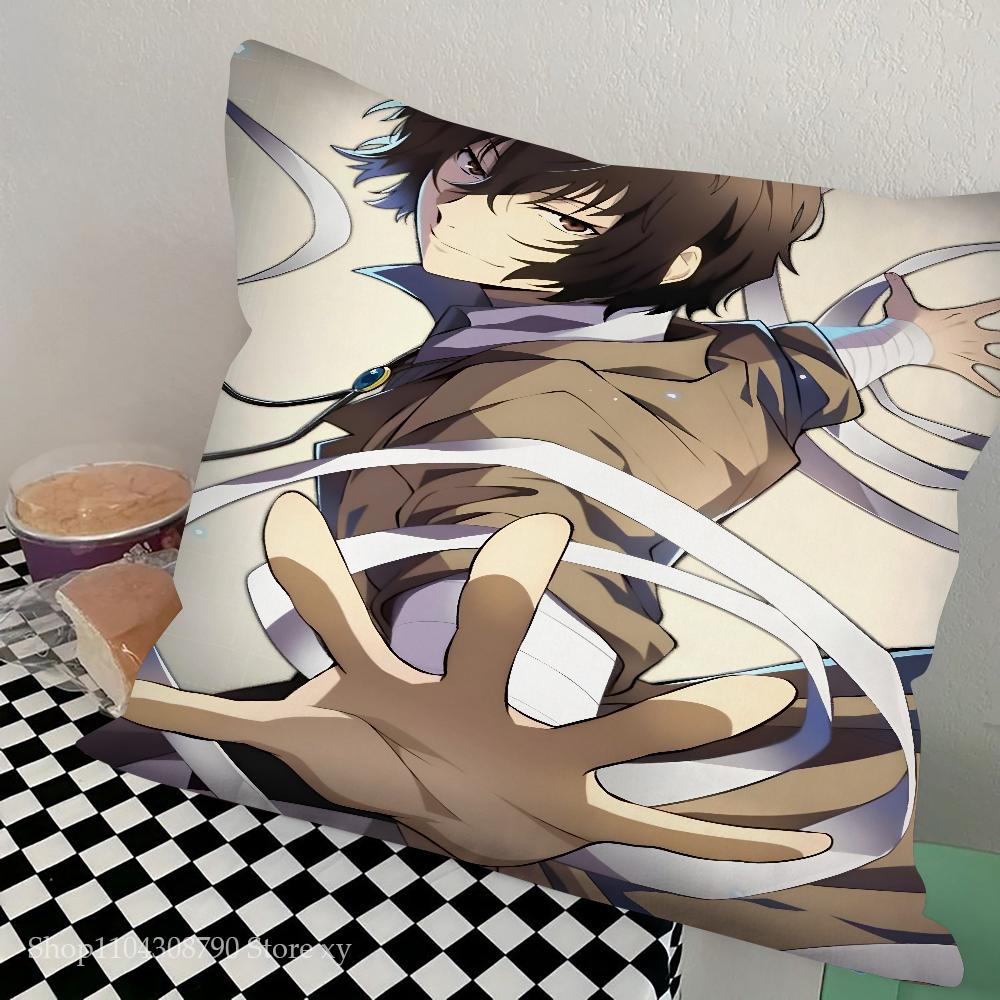 

Anime Bungo Stray Dogs Pillow Case Square Pillow Bedroom Sofa Leisure Comfort Cushion Car Living Room Home Decoration 16x16Inch