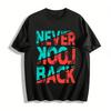 Never Look Back Retro Color Block Print Casual Short Sleeve Tee Pure Cotton T-shirt