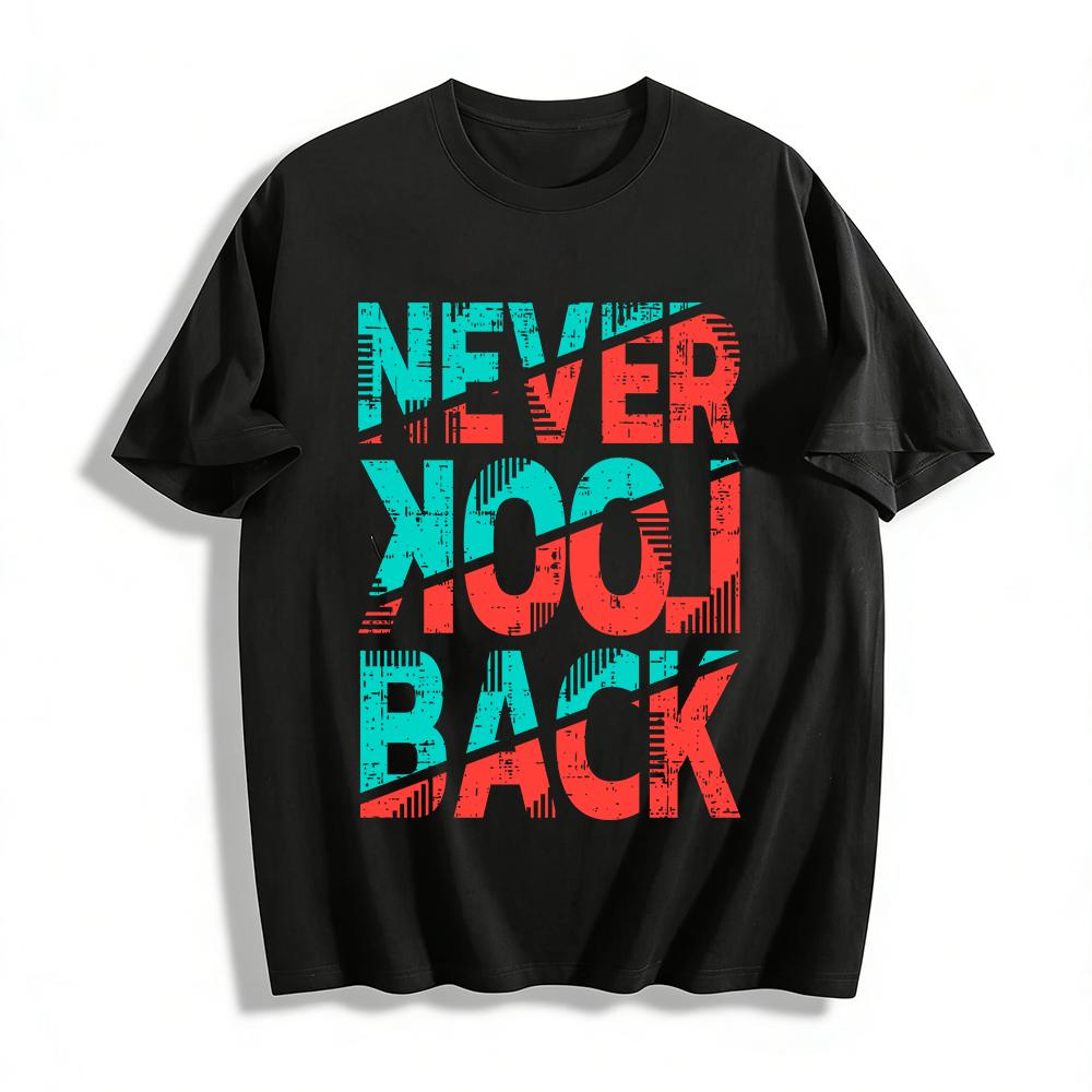 Never Look Back Retro Color Block Print Casual Short Sleeve Tee Pure cotton T-shirt XXS