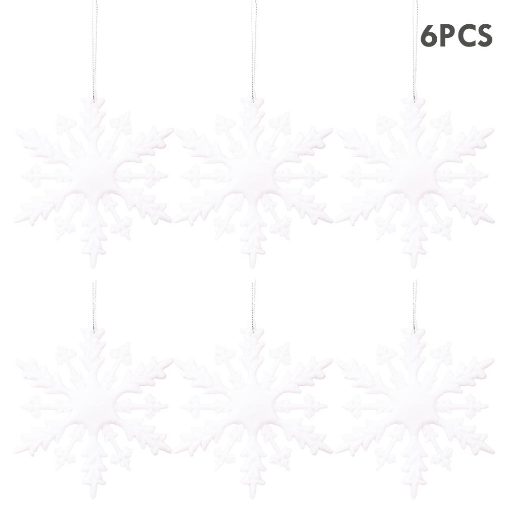 6Pieces Blue Snowflakes With Bright Powde Snowflakes For Christmas Tree Decoration Winter New Year Hanging Decoration