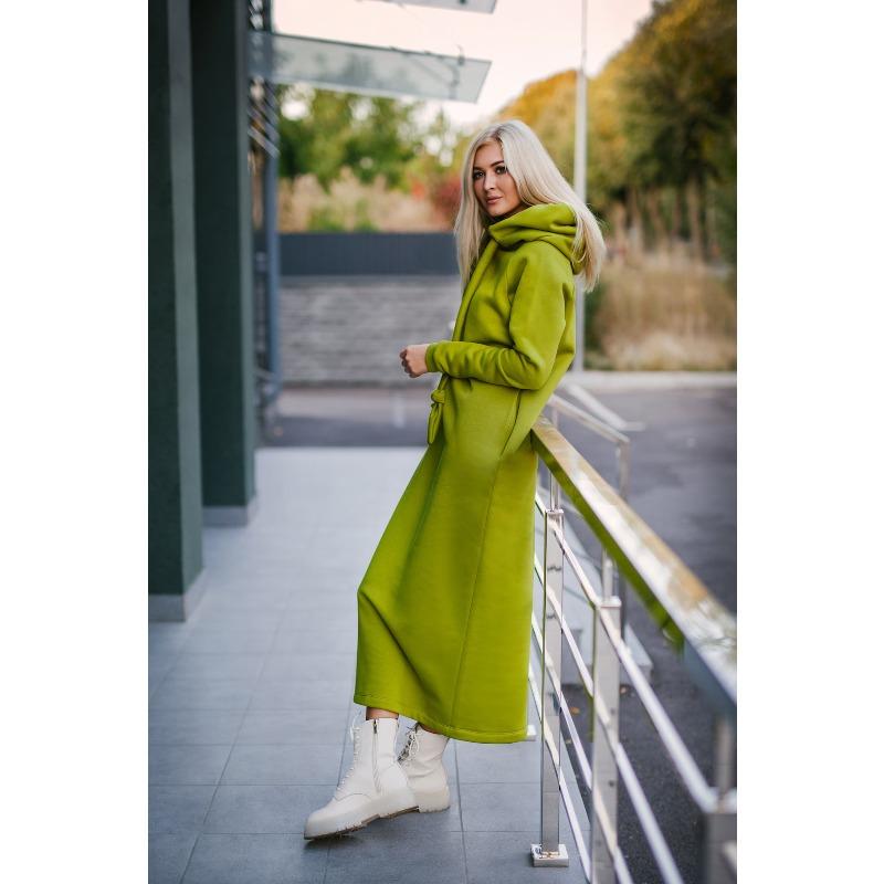 Autumn and Winter New Loose Large Knitted Hooded Long Dress with Velvet Hoodie, Casual Fashion Dress, Splicing Warm Skirt