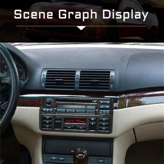 3Pcs Carbon Fiber Interior Central Console Cover Trim For BMW 3Series E46