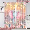 2D flat printing 2pcs Curtain Curtains Spring Floral Elephant Digital Printed Polyester Drapes Family Party Decoration Perfect