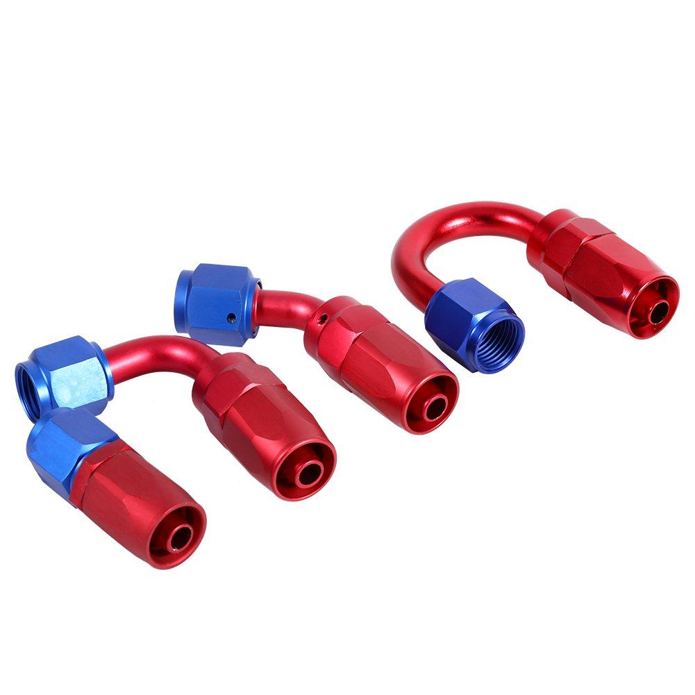 Hose End Fittings-Qiilu Hose End Fitting for Car AN6 Fuel Hose 180 Degree 45