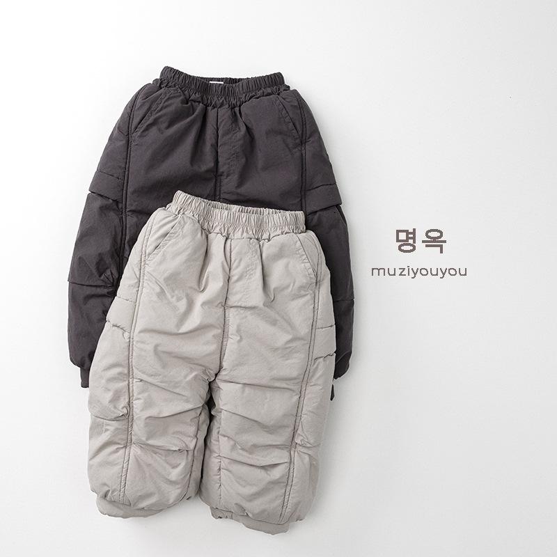 Kids Warm Thick Casual Solid Cotton Winter Pants For Unisex Children