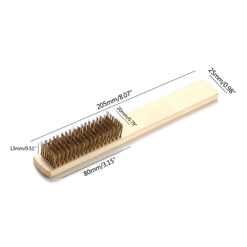 12 Piece Wire Brush Copper/Steel Brush File Cleaning Brush Timber Handle Steel Rust Removal Polishing Brush for Home