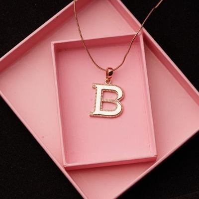 Rose Gold Letter B Pendant Necklace For Women/Girls