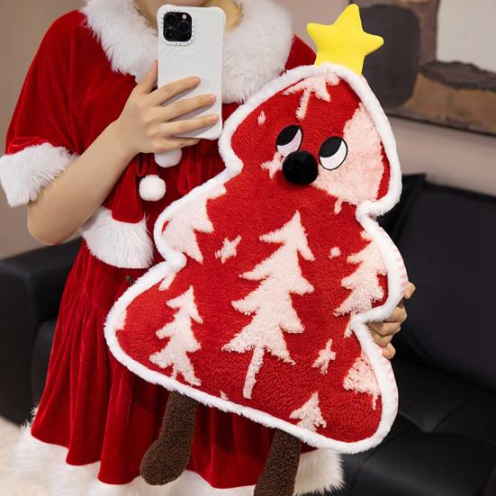 Christmas Tree Plush Throw Pillow Lovely Soft Stuffed Toy Cozy Sofa Cushion Warm Winter Gift Home Holiday Decoration