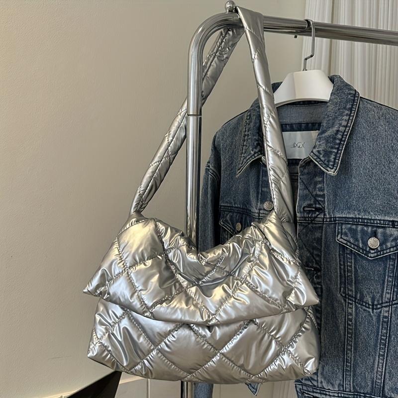 Women Space Designer Shoulder Bag Winter Down Padded Quilted Large Capacity Handbag Shopper Tote Bag