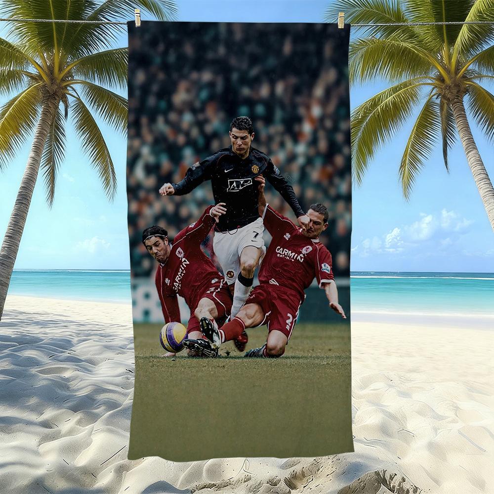 Asciugamano da Spiaggia in Microfibra Stampato Sport Calcio Asciugatura Rapida Morbido Assorbente Asciugamano da Bagno per la Costa