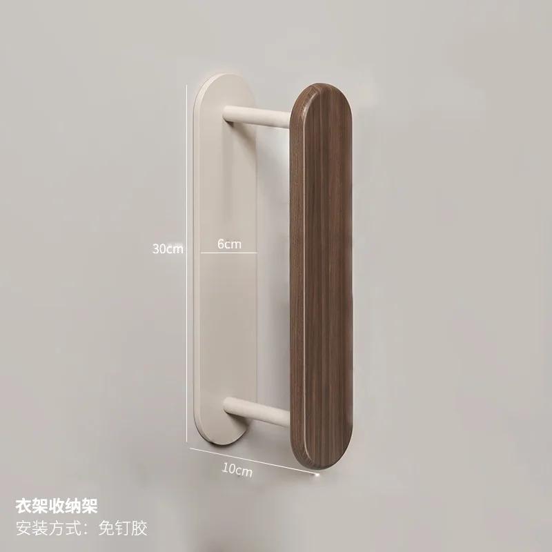 Raft Organizator Multifuncțional de Uz Casnic Montat pe Perete, Articole de Depozitare din Lemn Masiv, Balcon Fără Găuri, Rafturi pentru Uscat