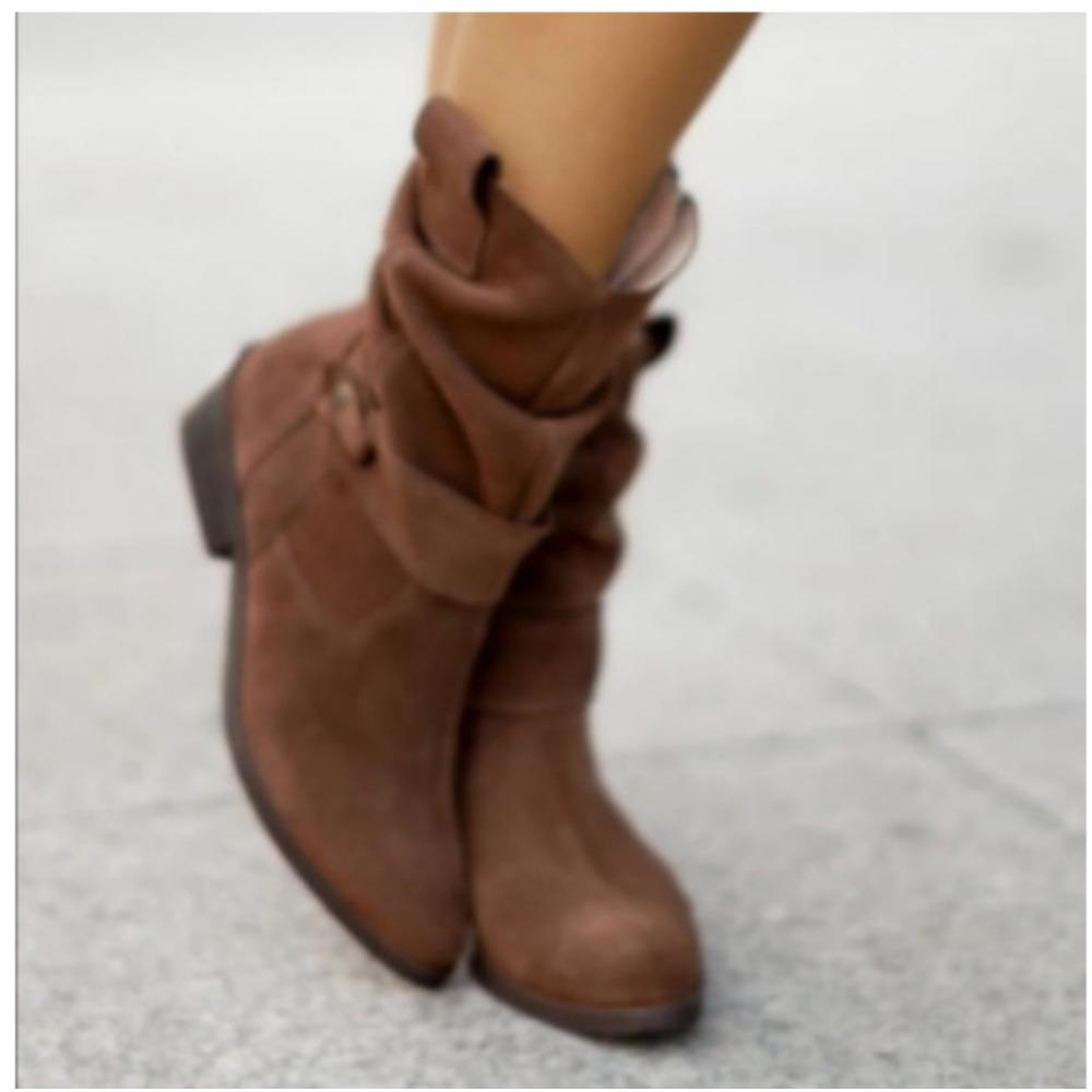 

Autumn and winter new low-heeled suede low-tube women s boots 45