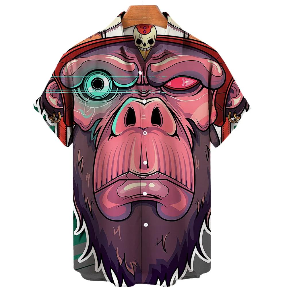 3D-skalle Hawaiian-skjorta för män Överdimensionerad Casual Herrskjortor Streetwear Strand Sommar Kortärmad Blus Trendiga Toppar T-shirts